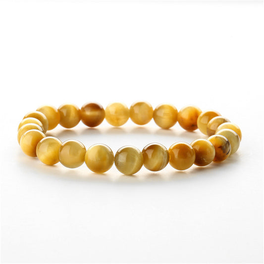 Marigold Quartz Beaded Stretch Bracelet, gold bracelet for women, vintage-inspired design, front view