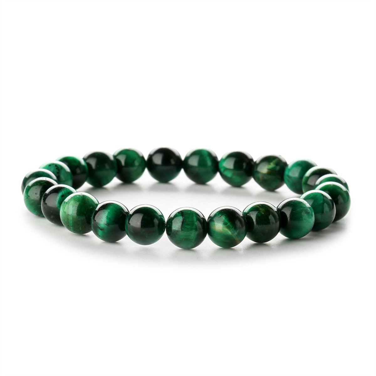 Green Quartz Beaded Stretch Bracelet, bracelet for women, botanical inspired, front view