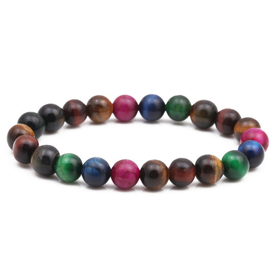 Jewel Tone Quartz Beaded Stretch Bracelet, bracelet for women, elegant gift for her, front view