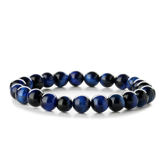 Navy Quartz Beaded Stretch Bracelet, bracelet for women, botanical inspired, front view