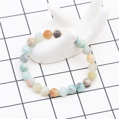 Pink and Blue Quartz Beaded Stretch Bracelet, bracelet for women, vintage-inspired design, side view