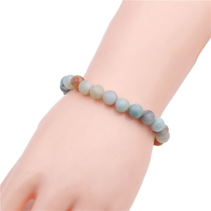 Pink and Blue Quartz Beaded Stretch Bracelet, bracelet for women, vintage-inspired design, lifestyle look