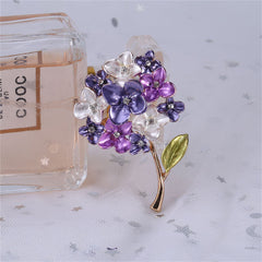Purple Enamel & Cubic Zirconia Lilac Brooch