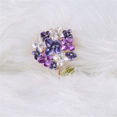 Purple Enamel & Cubic Zirconia Lilac Brooch