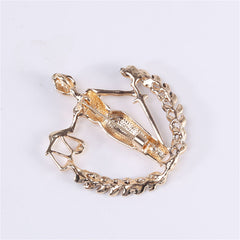 Black Enamel & 18K Gold-Plated Libra Figure Brooch