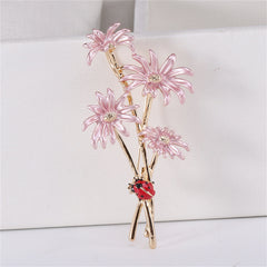Pink Enamel & 18K Gold-Plated Mum Ladybug Brooch