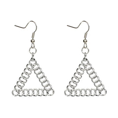 Silver-Plated Figaro Open Triangle Drop Earrings