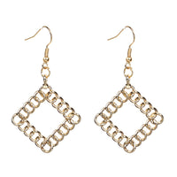 Goldtone Chain Rhombus Drop Earrings