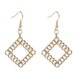 Goldtone Chain Rhombus Drop Earrings