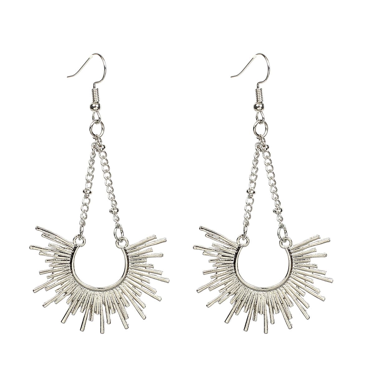 Silver-Plated Sunburst Drop Earrings