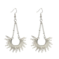 Silvertone Sunburst Drop Earrings