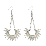 Silvertone Sunburst Drop Earrings