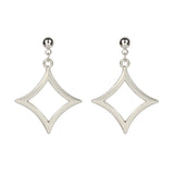 Silver-Plated Open Rhombus Drop Earrings