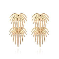 18K Gold-Plated Dual Coconut Tree Drop Earrings
