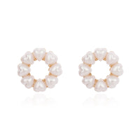 Heart-Shape Pearl & 18k Gold-Plated Circle Stud Earrings