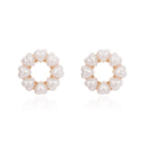 Heart-Shape Pearl & 18k Gold-Plated Circle Stud Earrings