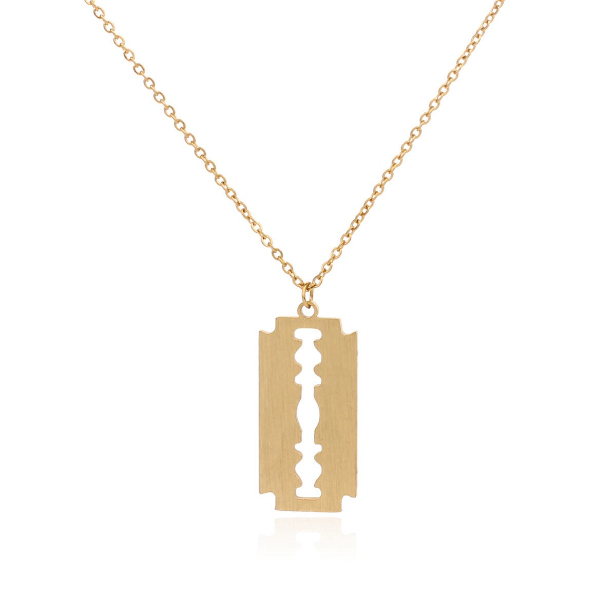 18K Gold-Plated Razor Blade Pendant Necklace, gold pendant necklace for women, elegant gift for her, side view