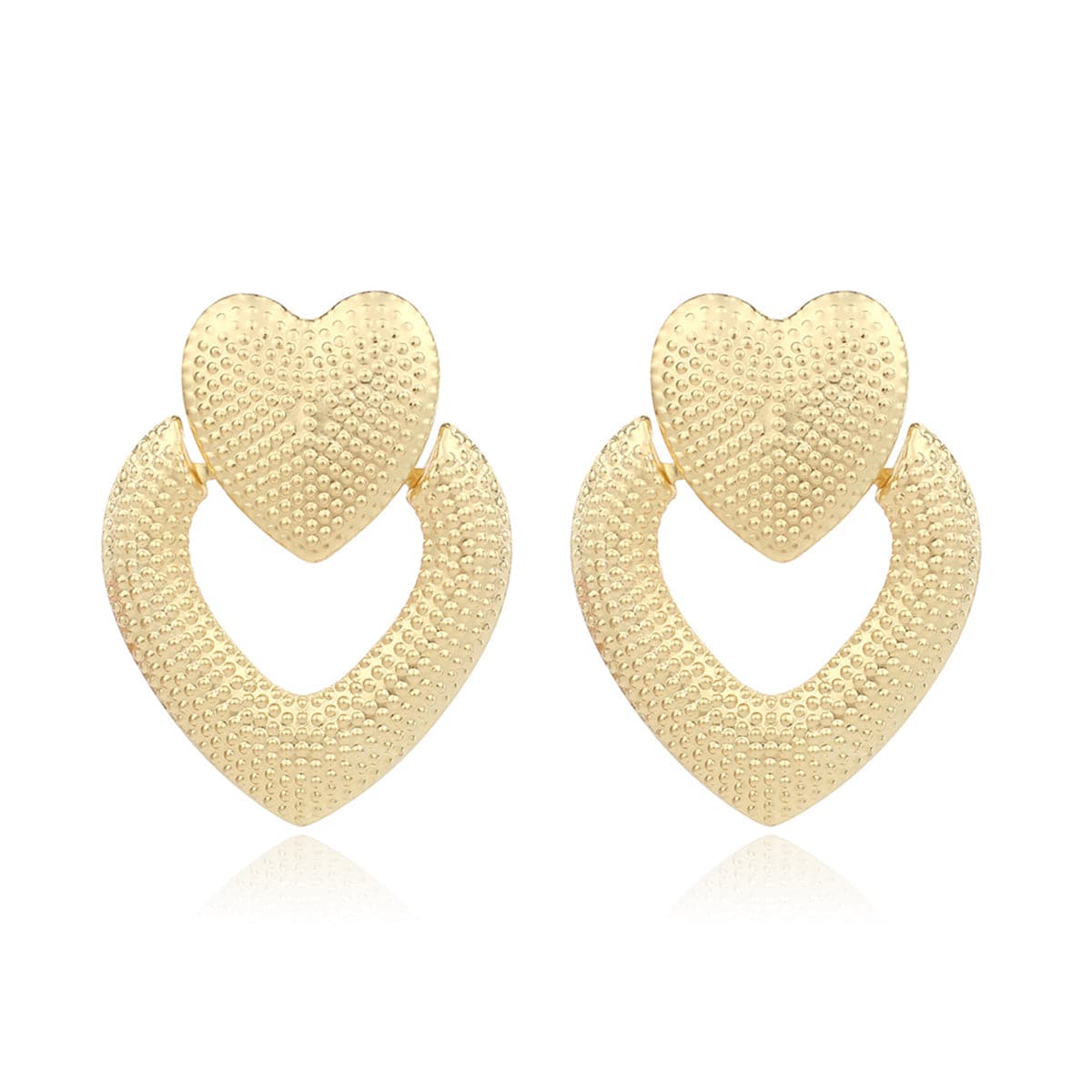 18K Gold-Plated Studded Open Heart Drop Earrings
