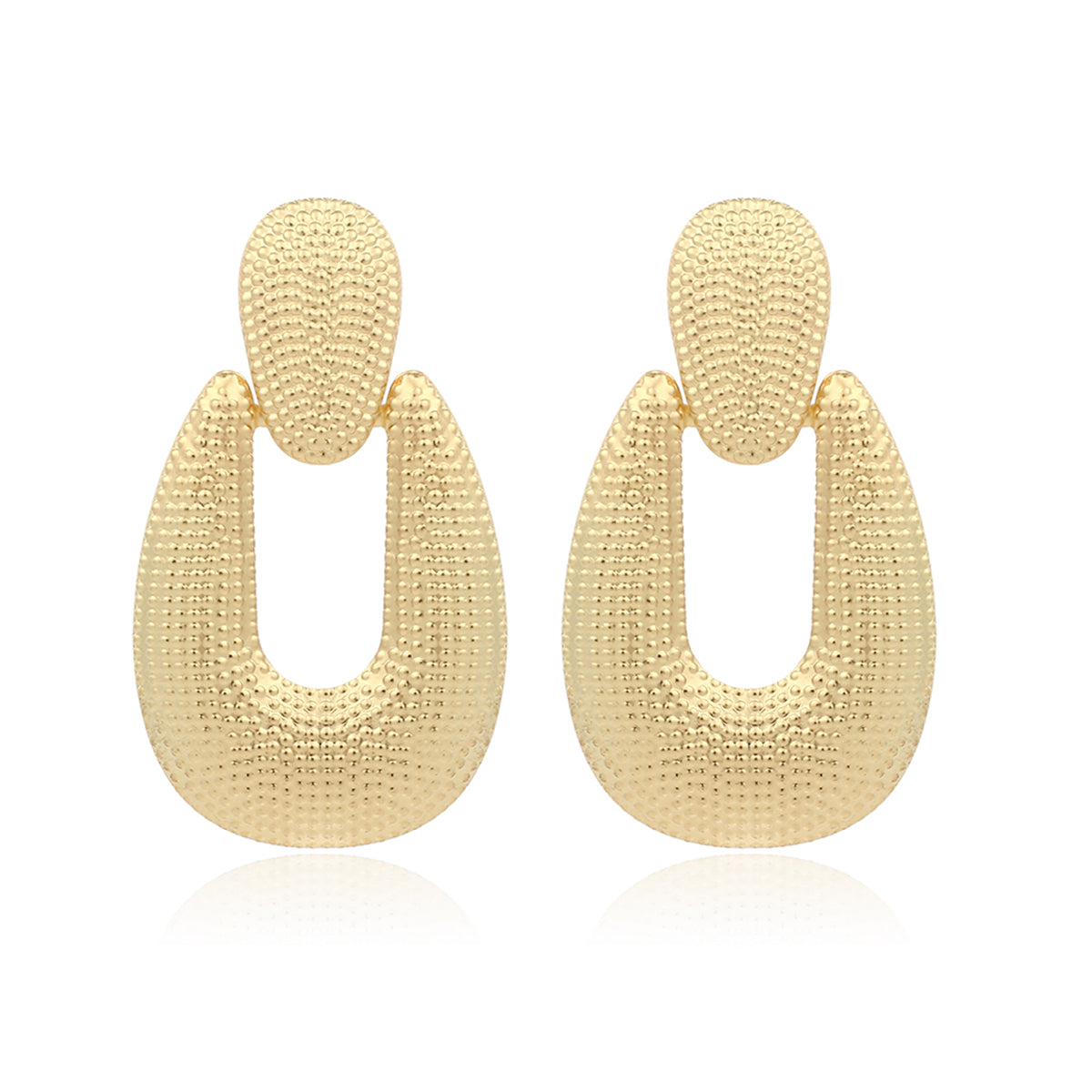 18K Gold-Plated Open Oval Drop Earrings, gold drop earrings for women, everyday style, front view