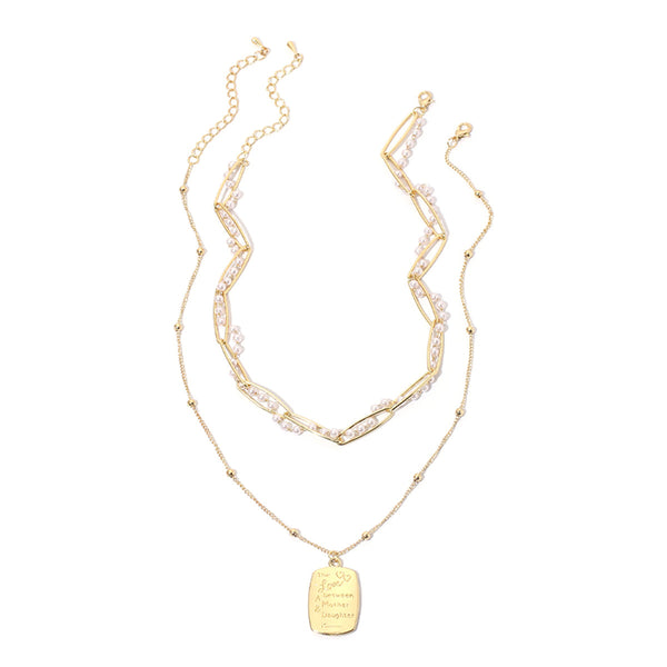 Imitation Pearl & Goldtone 'Mother & Daughter' Pendant Necklace Set