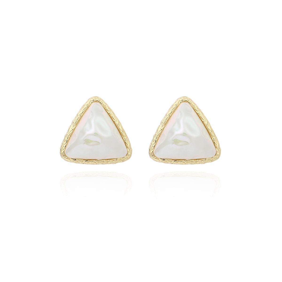Pearl & 18K Gold-Plated Triangle Bezel Stud Earrings