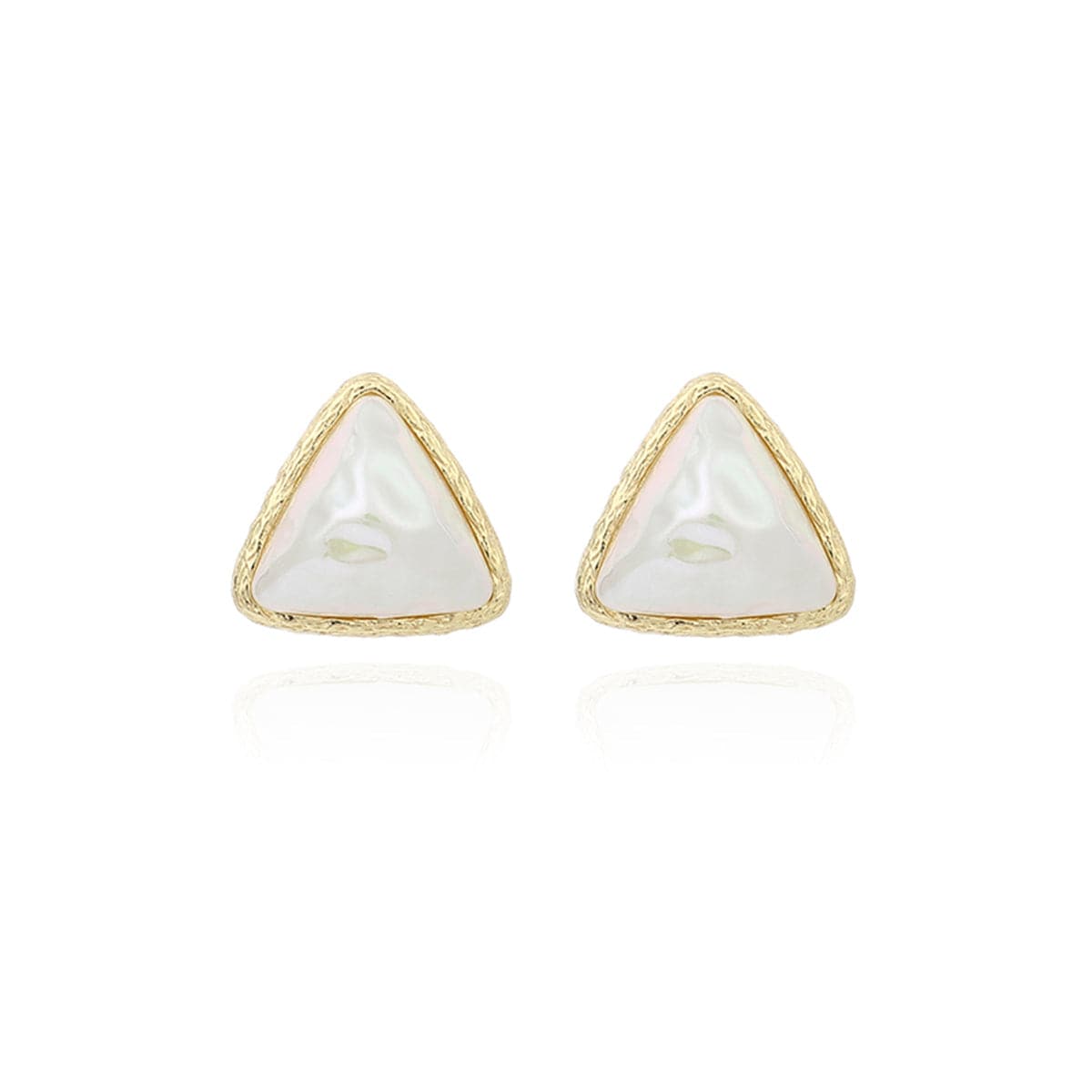 Pearl & 18K Gold-Plated Triangle Bezel Stud Earrings