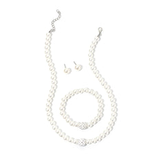 Pearl & Cubic Zirconia Silver-Plated Beaded Necklace Set