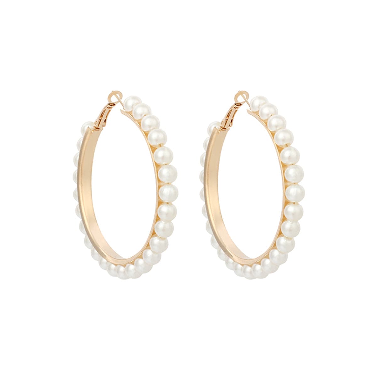 Pearl & 18K Gold-Plated Hoop Earrings