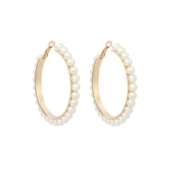 Pearl & 18K Gold-Plated Hoop Earrings