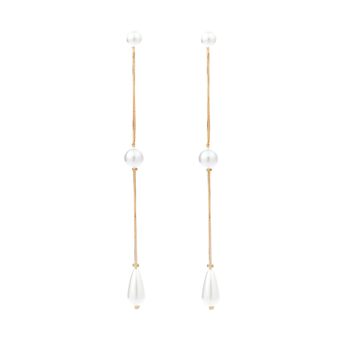 Pearl & 18K Gold-Plated Long Linear Drop Earrings