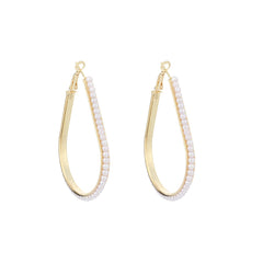 Pearl & 18K Gold-Plated Oval Hoop Earrings