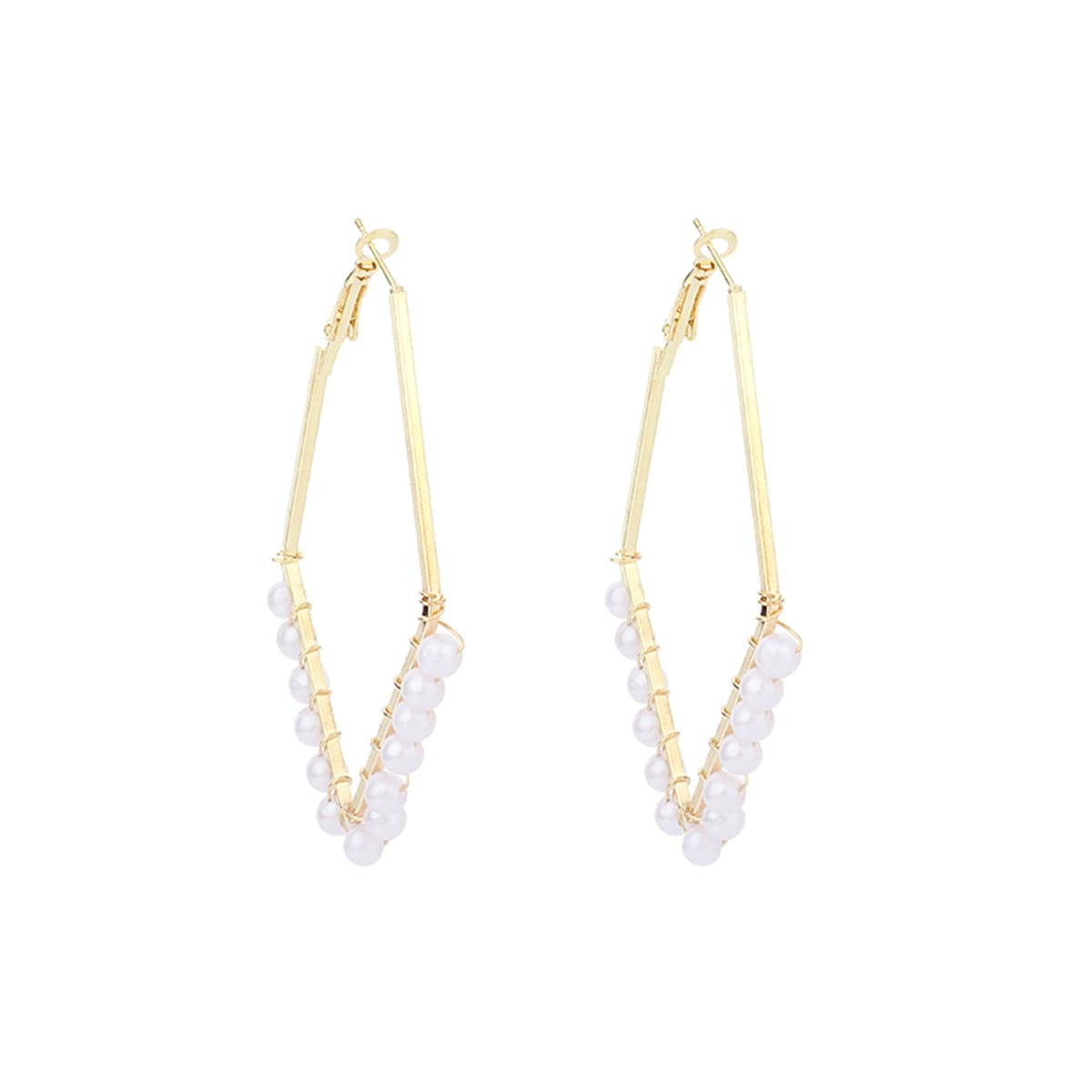 Pearl & 18K Gold-Plated Rhombus Hoop Earrings