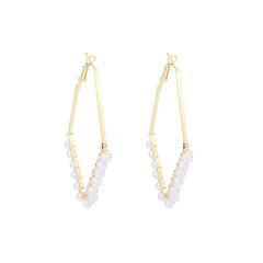 Pearl & 18K Gold-Plated Rhombus Hoop Earrings