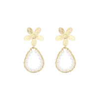 Pearl & 18K Gold-Plated Flower Teardrop Earrings