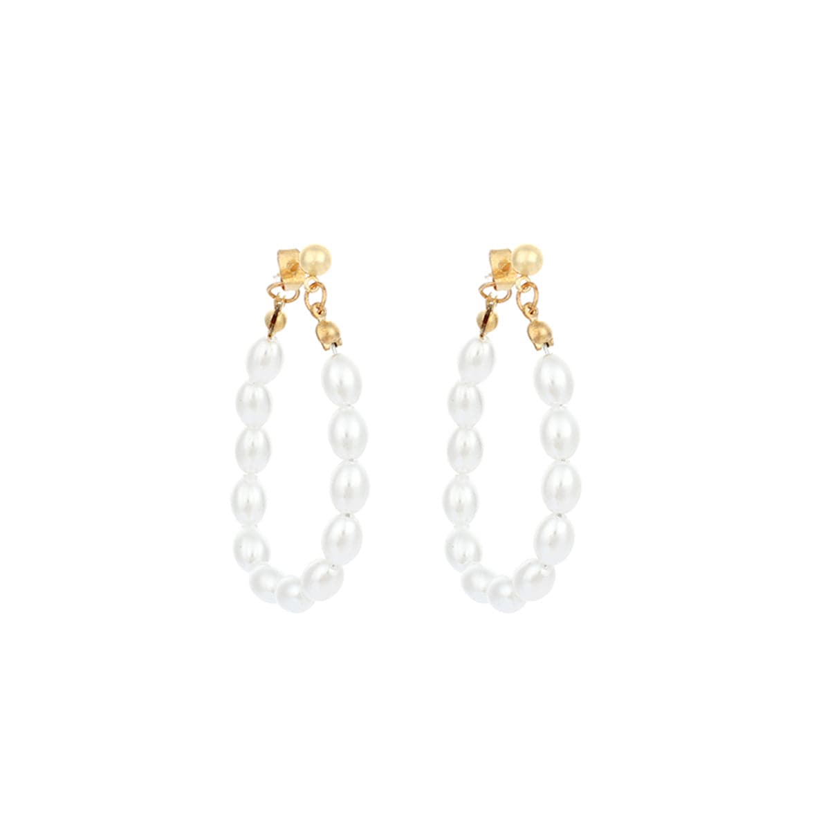 Pearl & 18K Gold-Plated Open Oval Drop Earrings