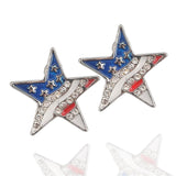 cubic zirconia & Silver-Plated American Flag Star Stud Earrings - streetregion