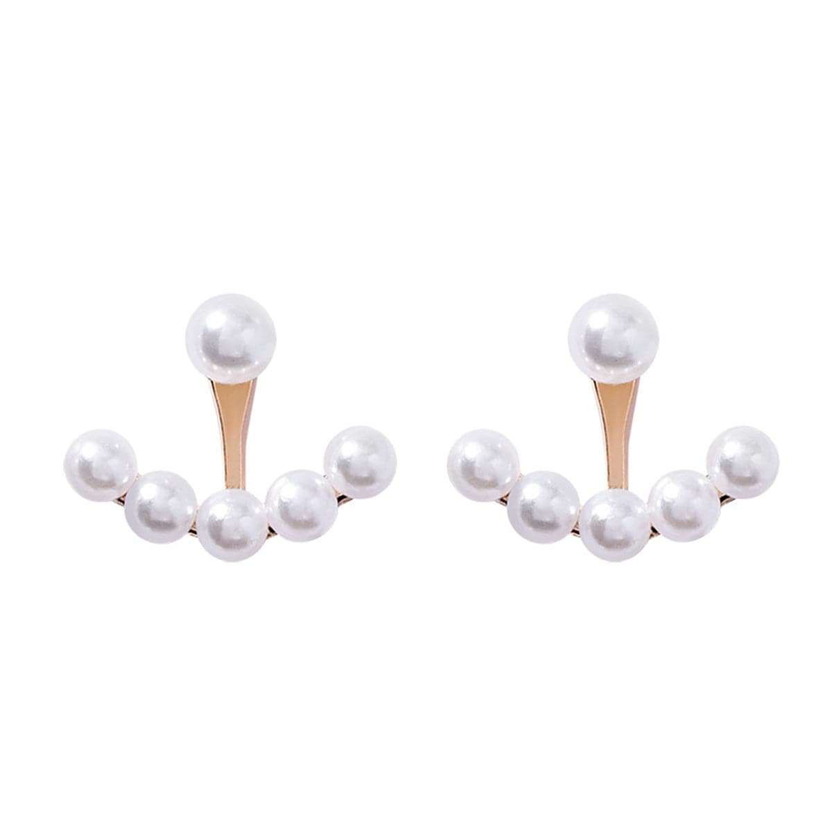 Pearl and 18K Gold-Plated Anchor Ear Jackets, gold stud earrings for women, elegant gift for her, side view