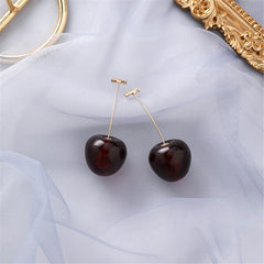 Wine Red & 18K Gold-Plated Cherry Drop Earrings