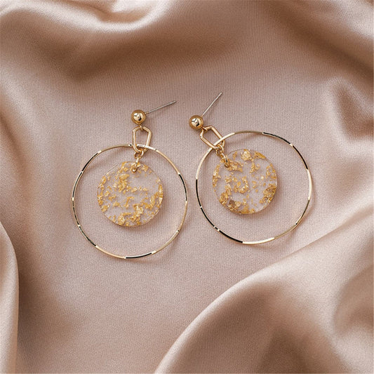 18K Rose Gold-Plated Geometric Drop Earrings, rose gold drop earrings for women, botanical inspired, front view