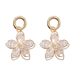 Stunning 18K gold-plated beaded floral earrings featuring crystal accents, adding a touch of glamour to your look.