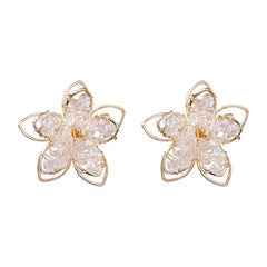 18K Gold-Plated Beaded Floral Stud Earrings