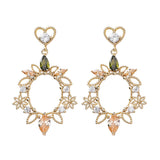 Crystal & Cubic Zirconia Goldtone Heart Flower Drop Earrings