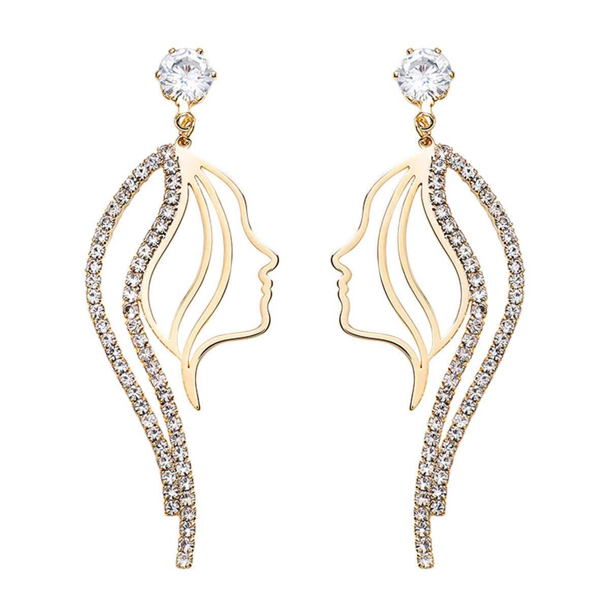 Cubic Zirconia and 18K Gold-Plated Abstract Figure Drop Earrings, gold drop earrings for women, styled look