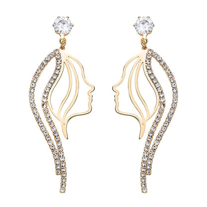 Cubic Zirconia and 18K Gold-Plated Abstract Figure Drop Earrings, gold drop earrings for women, styled look