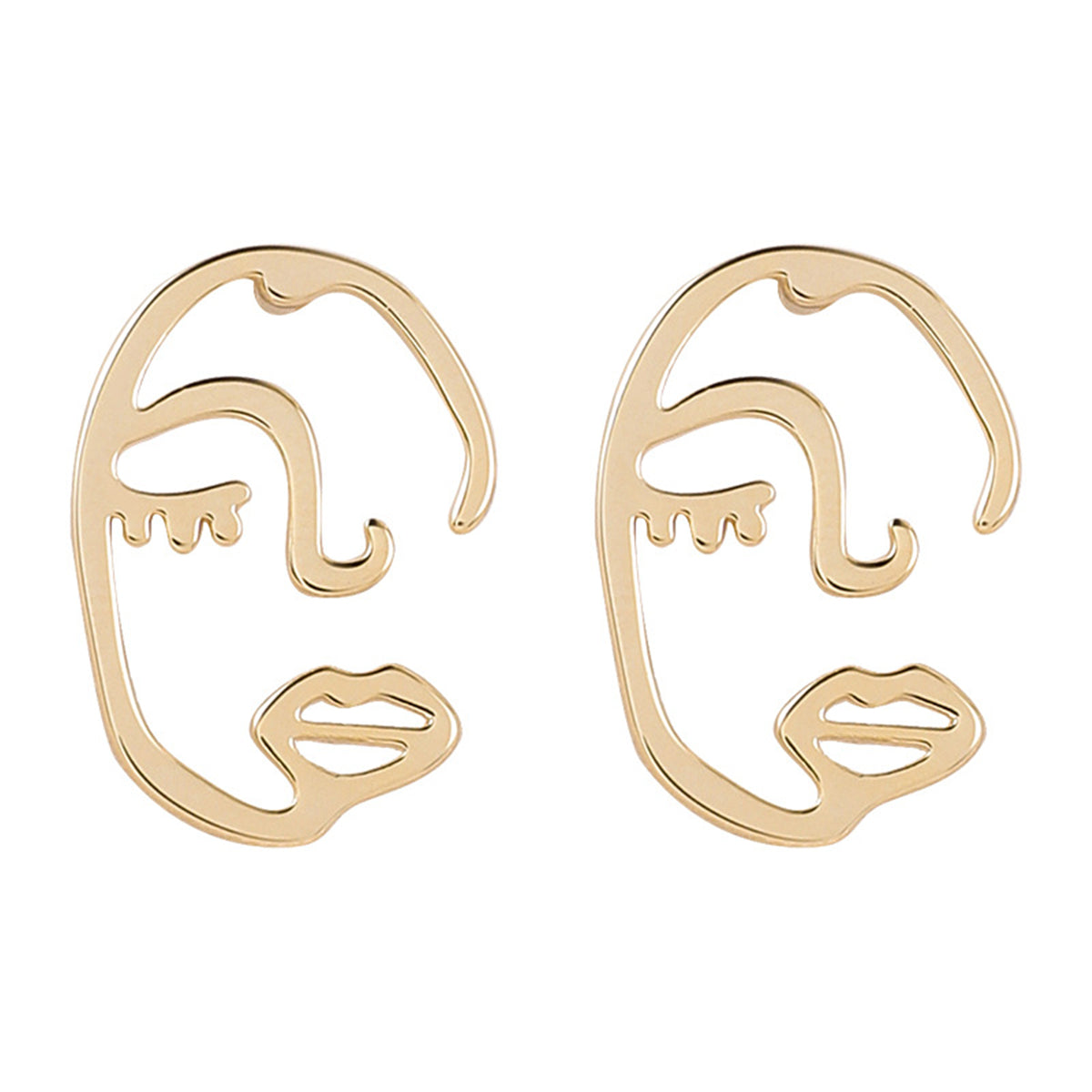 Stunning 18K gold-plated earrings with abstract face designs and detailed eyes, adding flair to any outfit.