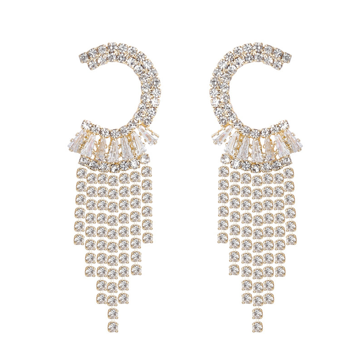 Crystal and Cubic Zirconia Tassel Drop Earrings, drop earrings for women, dainty minimalist design, styled look