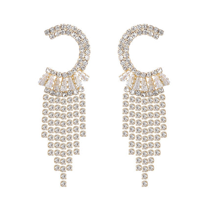 Crystal and Cubic Zirconia Tassel Drop Earrings, drop earrings for women, dainty minimalist design, styled look