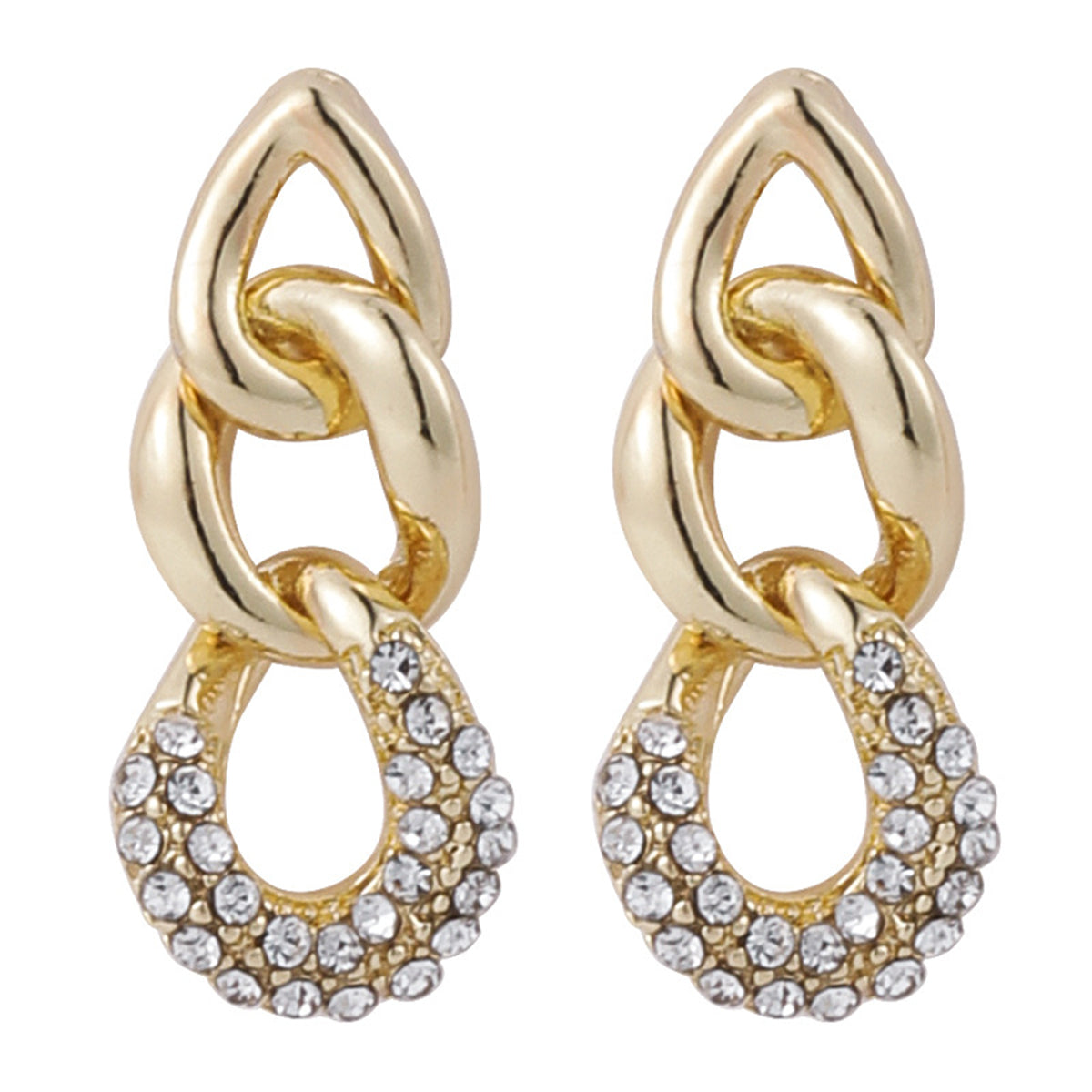 18K Gold-Plated & Clear Cubic Zirconia Link Drop Earrings