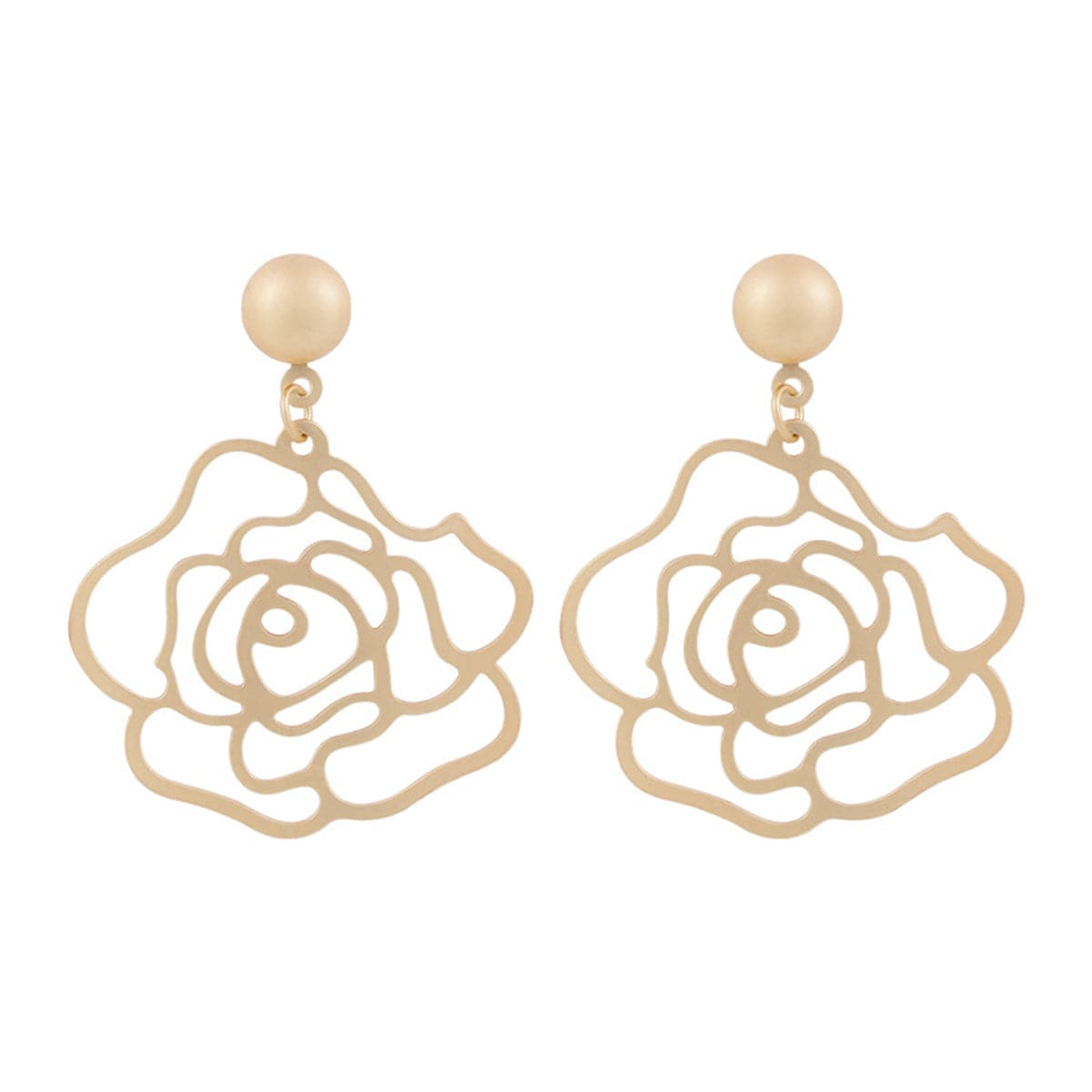 18K Gold-Plated Floral Openwork Drop Earrings, gold drop earrings for women, everyday style, side view