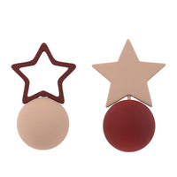 Blush & Red Oil Drip Star & Round Asymmetrical Stud Earrings